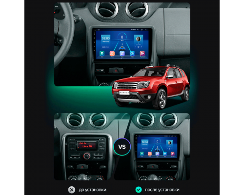 Штатная магнитола Lesko для Renault Duster I 2010-2015 экран 9" 6/128Gb 4G Wi-Fi GPS Top