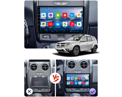 Штатная магнитола Lesko для Renault Duster I Рестайлинг 2015-2021 экран 9" 1/16Gb Wi-Fi GPS Base