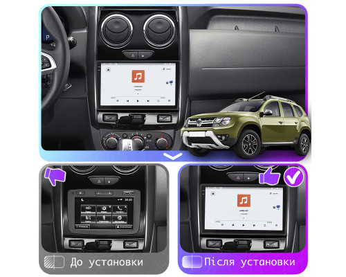 Штатная магнитола Lesko для Renault Duster I Рестайлинг 2015-2021 экран 9" 4/64 QLED CarPlay 4G Wi-Fi GPS 360 Prime