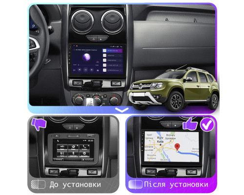 Штатная магнитола Lesko для Renault Duster I Рестайлинг 2015-2021 экран 9" 6/128Gb 4G Wi-Fi GPS Top
