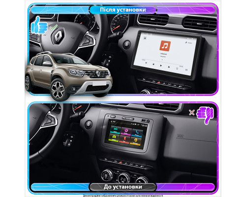 Штатная магнитола Lesko для Renault Duster II 2020-н.в экран 10" 4/64 QLED CarPlay 4G Wi-Fi GPS 360 Prime