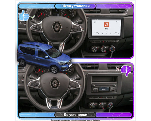 Штатная магнитола Lesko для Renault Express  2021-н.в. экран 9" 4/64 QLED CarPlay 4G Wi-Fi GPS 360 Prime