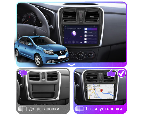 Штатная магнитола Lesko для Renault Logan II 2012-2018 экран 10" 4/64Gb CarPlay 4G Wi-Fi GPS Prime