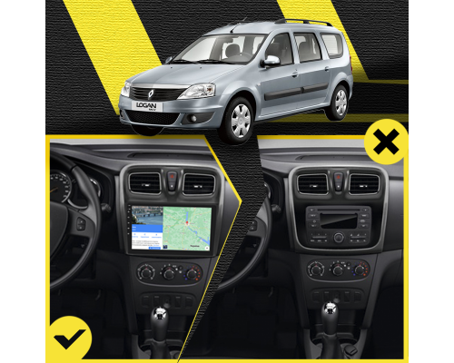 Штатная магнитола Lesko для Renault Logan II 2012-2018 экран 10" 2/32Gb 4G Wi-Fi GPS Top