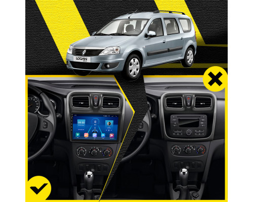 Штатная магнитола Lesko для Renault Logan II 2012-2018 экран 10" 4/32Gb 4G Wi-Fi GPS Top