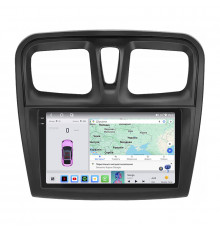 Штатная магнитола Lesko для Renault Logan II ver 2 2012-2018 экран 9" 4/64 QLED CarPlay 4G Wi-Fi GPS 360 Prime