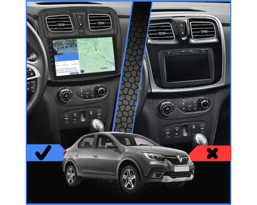 Штатная магнитола Lesko для Renault Logan II Рестайлинг 2018-н.в экран 10" 1/16Gb Wi-Fi GPS Base