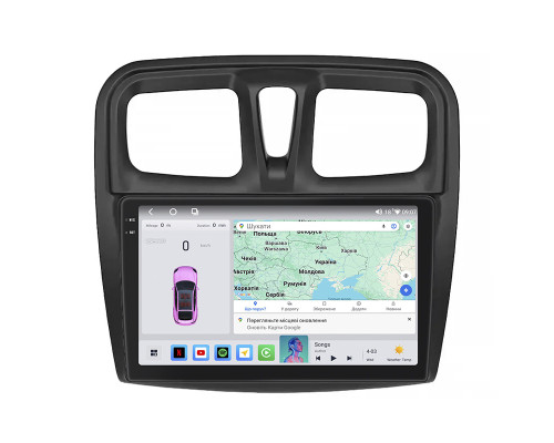 Штатная магнитола Lesko для Renault Logan II Рестайлинг 2018-н.в экран 10" 4/64 QLED CarPlay 4G Wi-Fi GPS 360 Prime