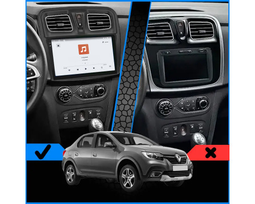 Штатная магнитола Lesko для Renault Logan II Рестайлинг 2018-н.в экран 10" 4/64 QLED CarPlay 4G Wi-Fi GPS 360 Prime