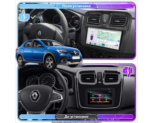 Штатная магнитола Lesko для Renault Logan II Рестайлинг ver 2 2018-н.в экран 9" 4/64 QLED CarPlay 4G Wi-Fi GPS 360 Prime