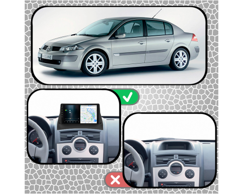 Штатная магнитола Lesko для Renault Megane II 2002-2006 экран 9" 2/32Gb Wi-Fi GPS Base