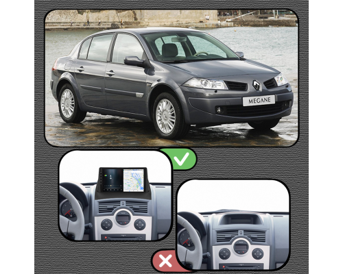 Штатная магнитола Lesko для Renault Megane II Рестайлинг 2006-2009 экран 9" 1/16Gb Wi-Fi GPS Base