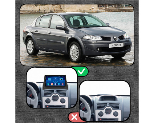Штатная магнитола Lesko для Renault Megane II Рестайлинг 2006-2009 экран 9" 6/128Gb 4G Wi-Fi GPS Top