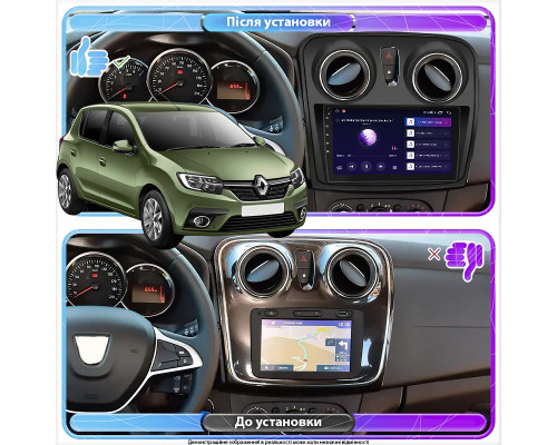 Штатная магнитола Lesko для Renault Sandero II ver 2 2013-2018 экран 9" 4/64Gb 4G Wi-Fi GPS Top