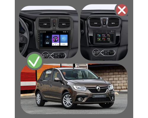 Штатная магнитола Lesko для Renault Sandero II Рестайлинг 2018-н.в экран 9" 1/16Gb Wi-Fi GPS Base