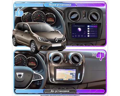 Штатная магнитола Lesko для Renault Sandero II Рестайлинг ver 2 2018-н.в экран 9" 2/32Gb 4G Wi-Fi GPS Top