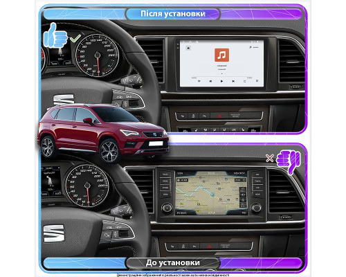 Штатная магнитола Lesko для SEAT Ateca I 2016-2020 экран 9" 4/64 QLED CarPlay 4G Wi-Fi GPS 360 Prime