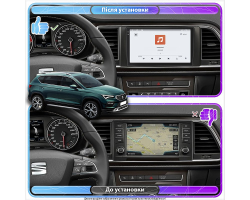 Штатная магнитола Lesko для SEAT Ateca I Рестайлинг 2020-н.в. экран 9" 4/64 QLED CarPlay 4G Wi-Fi GPS 360 Prime