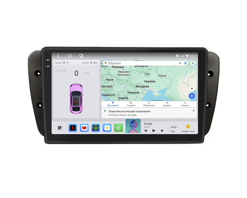 Штатная магнитола Lesko для SEAT Ibiza IV 2008-2012 экран 9" 4/64 QLED CarPlay 4G Wi-Fi GPS 360 Prime