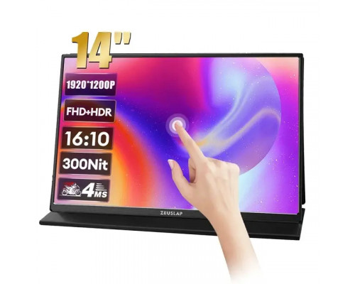 Портативний монітор Zeuslap Z14 Lite Pro black 14" 1920x1200 60 Гц Сенсорний екран