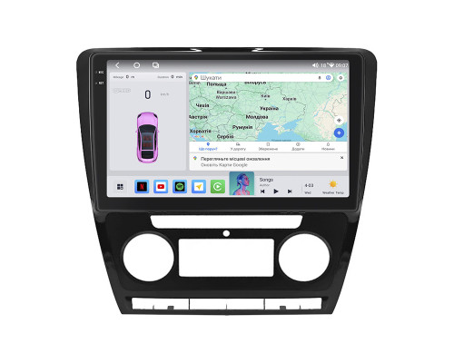 Штатная магнитола Lesko для Skoda Octavia II (A5) Рестайлинг 2008-2013 экран 10" 4/64 QLED CarPlay 4G Wi-Fi GPS 360 Prime