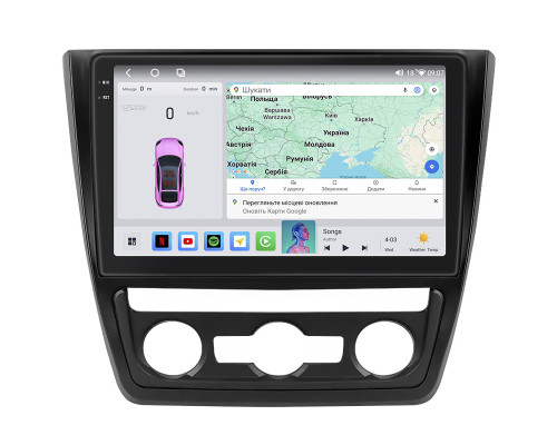 Штатная магнитола Lesko для Skoda Yeti I 2009-2014 экран 10" 4/64 QLED CarPlay 4G Wi-Fi GPS 360 Prime