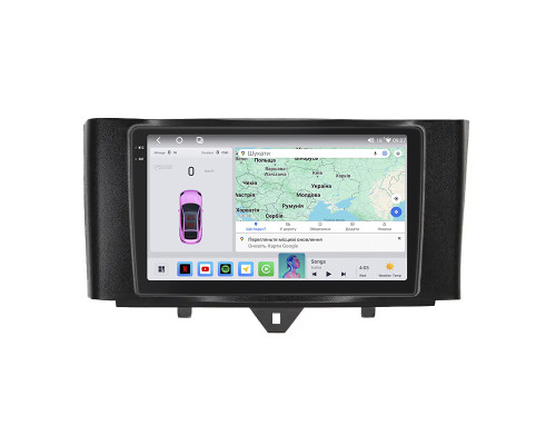 Штатная магнитола Lesko для Smart Fortwo 452 2011-2017 экран 9" 4/64 QLED CarPlay 4G Wi-Fi GPS 360 Prime