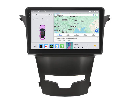 Штатная магнитола Lesko для SsangYong Korando III Рестайлинг 2013-2017 экран 9" 4/64 QLED CarPlay 4G Wi-Fi GPS 360 Prime