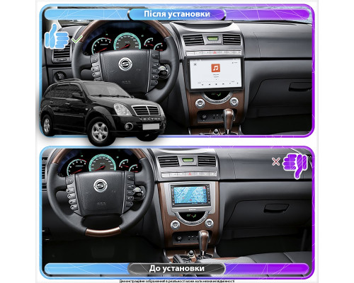 Штатная магнитола Lesko для SsangYong Rexton I 2001-2008 экран 9" 4/64 QLED CarPlay 4G Wi-Fi GPS 360 Prime
