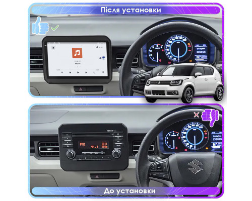 Штатная магнитола Lesko для Suzuki Ignis III 2016-2020 экран 9" 4/64 QLED CarPlay 4G Wi-Fi GPS 360 Prime