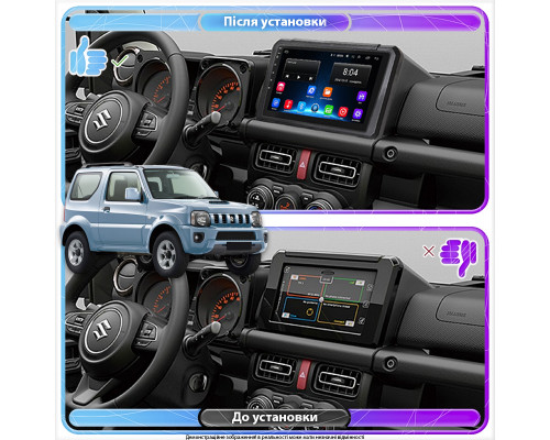 Штатная магнитола Lesko для Suzuki Jimny III Рестайлинг 2 2012-2019 экран 9" 2/32Gb Wi-Fi GPS Base