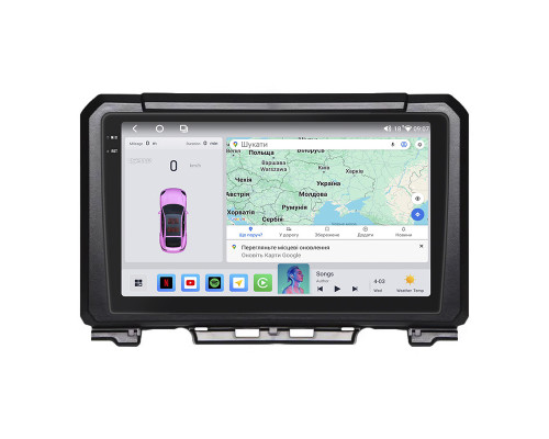 Штатная магнитола Lesko для Suzuki Jimny III Рестайлинг 2 2012-2019 экран 9" 4/64 QLED CarPlay 4G Wi-Fi GPS 360 Prime