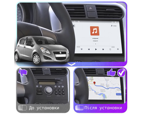 Штатная магнитола Lesko для Suzuki Splash I 2008-2012 экран 9" 4/64 QLED CarPlay 4G Wi-Fi GPS 360 Prime