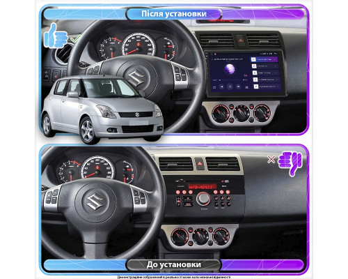 Штатная магнитола Lesko для Suzuki Swift III 2004-2011 экран 10" 4/64Gb CarPlay 4G Wi-Fi GPS Prime