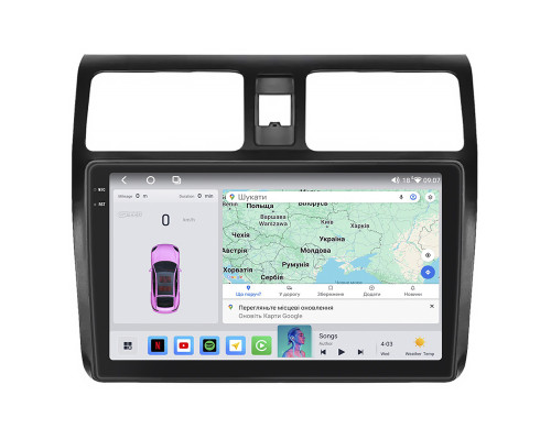 Штатная магнитола Lesko для Suzuki Swift III 2004-2011 экран 10" 4/64 QLED CarPlay 4G Wi-Fi GPS 360 Prime