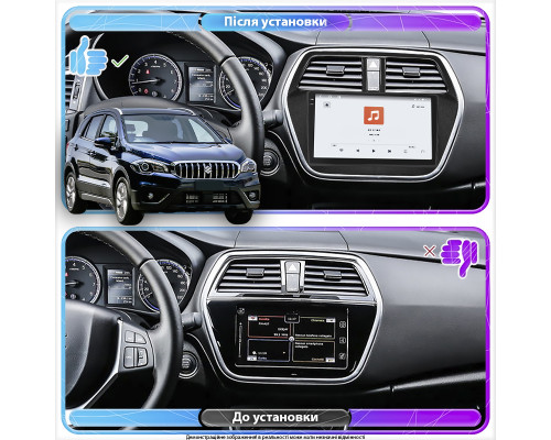 Штатная магнитола Lesko для Suzuki SX4 II (S-Cross) Рестайлинг 2016-н.в. экран 9" 4/64 QLED CarPlay 4G Wi-Fi GPS 360 Prime