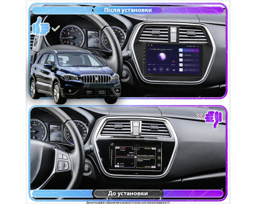 Штатная магнитола Lesko для Suzuki SX4 II (S-Cross) Рестайлинг 2016-н.в. экран 9" 6/128Gb 4G Wi-Fi GPS Top