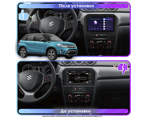 Штатная магнитола Lesko для Suzuki Vitara II 2014-2019 экран 9" 1/16Gb Wi-Fi GPS Base