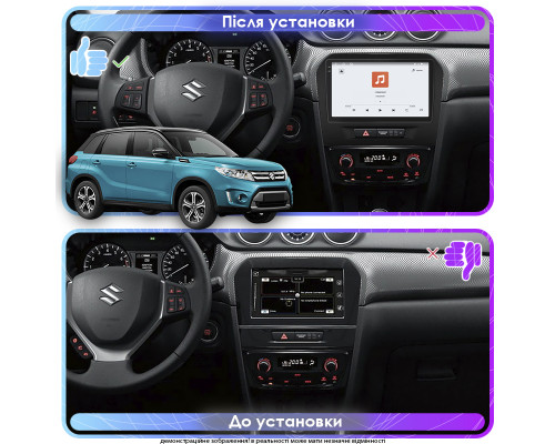 Штатная магнитола Lesko для Suzuki Vitara II 2014-2019 экран 9" 4/64 QLED CarPlay 4G Wi-Fi GPS 360 Prime
