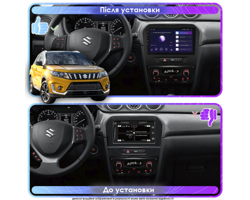 Штатная магнитола Lesko для Suzuki Vitara II Рестайлинг 2018-н.в. экран 9" 2/32Gb CarPlay 4G Wi-Fi GPS Prime