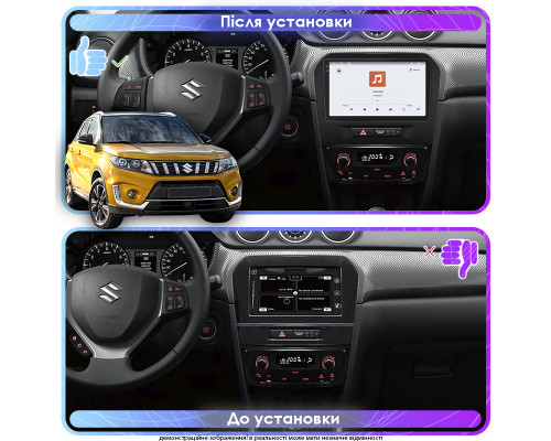 Штатная магнитола Lesko для Suzuki Vitara II Рестайлинг 2018-н.в. экран 9" 4/64 QLED CarPlay 4G Wi-Fi GPS 360 Prime