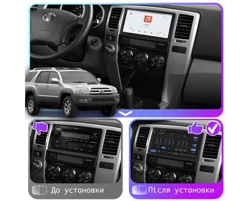 Штатная магнитола Lesko для Toyota 4Runner IV 2002-2005 экран 9" 4/64 QLED CarPlay 4G Wi-Fi GPS 360 Prime