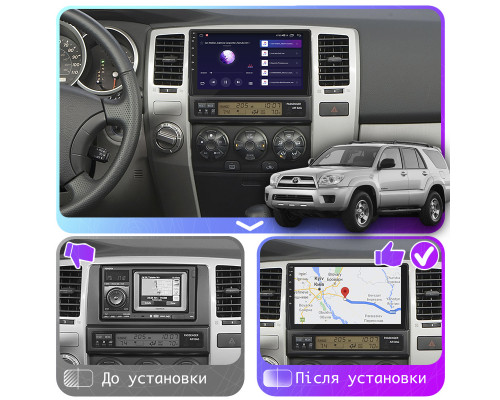 Штатная магнитола Lesko для Toyota 4Runner IV Рестайлинг 2005-2009 экран 9" 4/64Gb CarPlay 4G Wi-Fi GPS Prime
