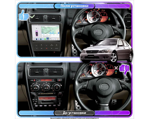 Штатная магнитола Lesko для Toyota Altezza  1998-2005 экран 9" 4/64 QLED CarPlay 4G Wi-Fi GPS 360 Prime