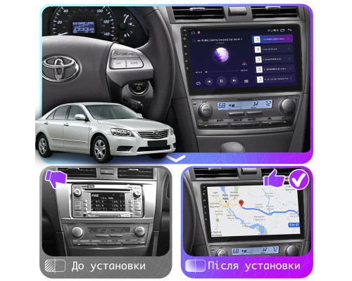 Штатная магнитола Lesko для Toyota Aurion I 2006-2012 экран 10" 4/64Gb CarPlay 4G Wi-Fi GPS Prime