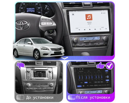 Штатная магнитола Lesko для Toyota Aurion I 2006-2012 экран 10" 4/64 QLED CarPlay 4G Wi-Fi GPS 360 Prime