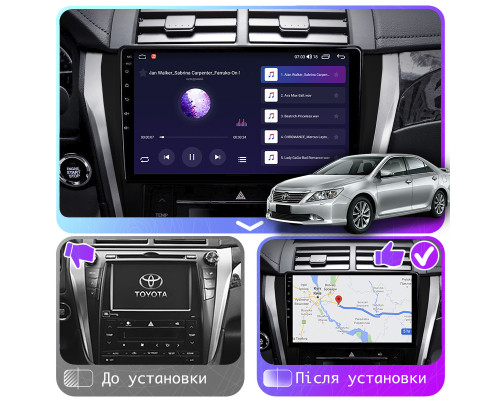 Штатная магнитола Lesko для Toyota Aurion II 2012-2017 экран 10" 2/32Gb CarPlay 4G Wi-Fi GPS Prime