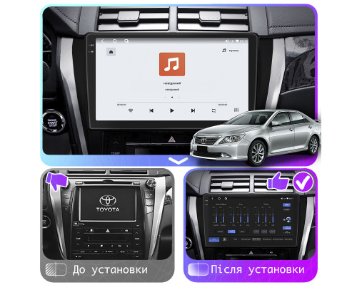 Штатная магнитола Lesko для Toyota Aurion II 2012-2017 экран 10" 4/64 QLED CarPlay 4G Wi-Fi GPS 360 Prime