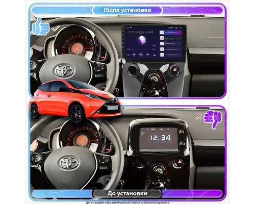 Штатная магнитола Lesko для Toyota Aygo II 2014-2018 экран 10" 4/32Gb 4G Wi-Fi GPS Top