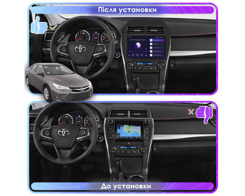 Штатная магнитола Lesko для Toyota Camry (USA) VII (V55) 2011-2015 экран 10" 6/128Gb 4G Wi-Fi GPS Top